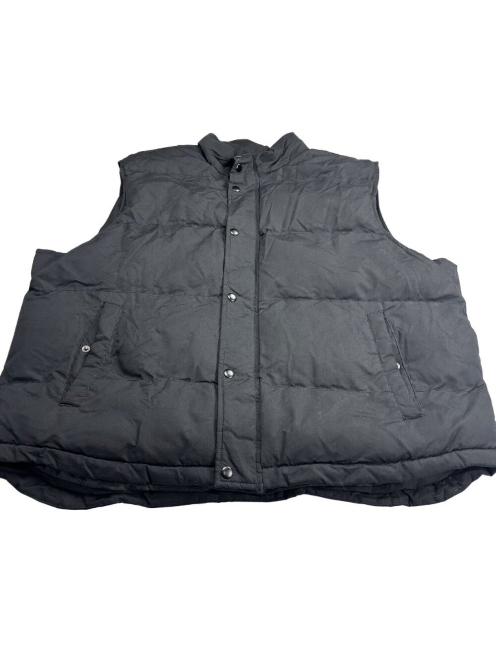St Johns Bay Mens Black Puffer Vest XXL Snap & Zip Closure Polyester Winter Laye
